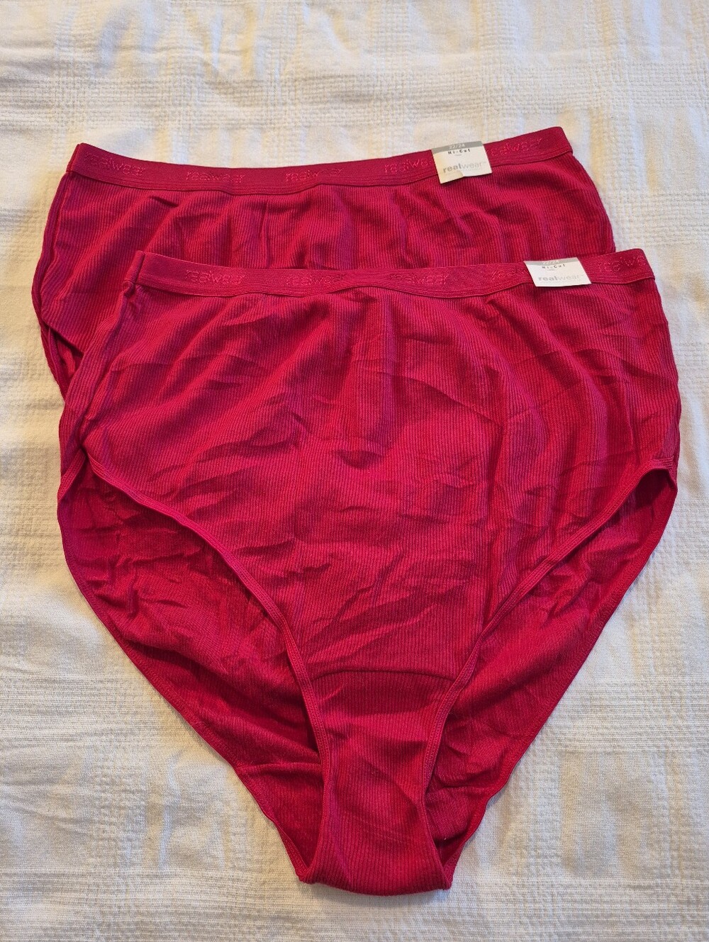 Venezia Jeans women's panties size 22/24 high cut red ribbed fabric NEW